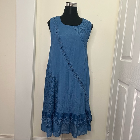 Periwinkle Boho Loose Relaxed Fit Boho Dress Size Large - Picture 3 of 16